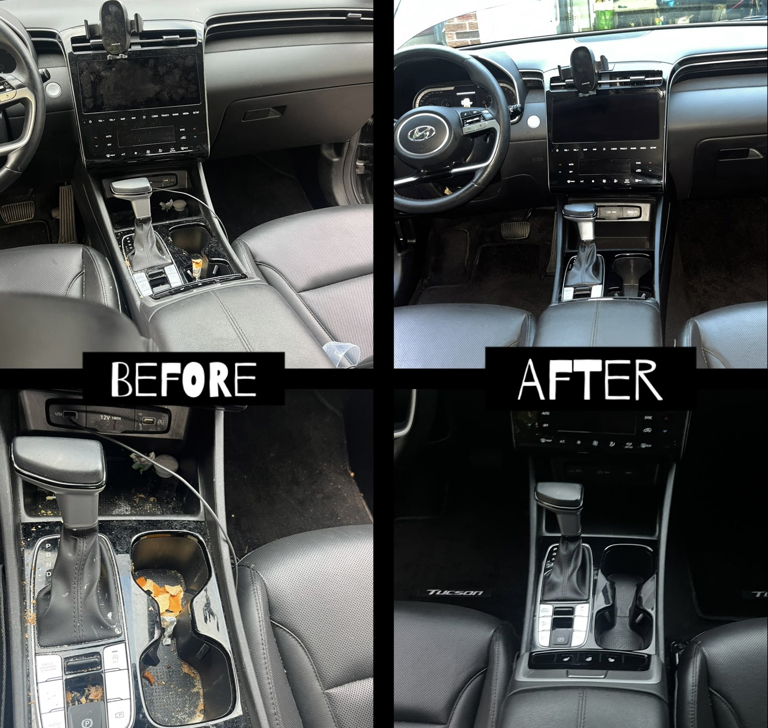 Before and after seats and floor